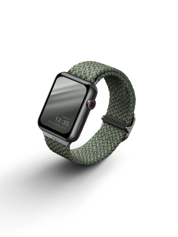 Фото Ремешок текстильный плетёный Uniq для Apple Watch 38/40/41/42, зелёный