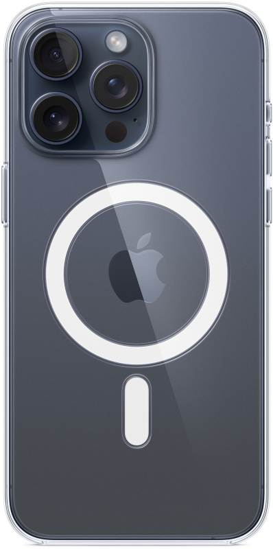 На фото изображено Чехол Apple MagSafe для iPhone 15 Pro Max, прозрачный
