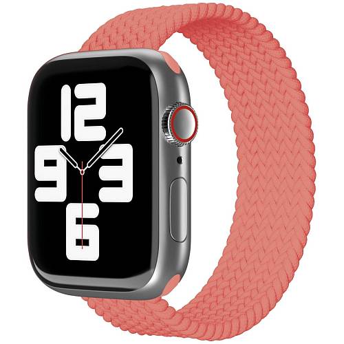 Ремешок нейлоновый плетёный VLP для Apple Watch 42/44/45, S/M, коралловый