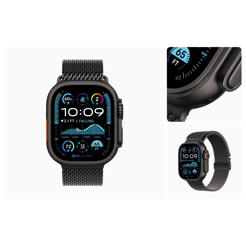 Apple Watch Ultra 2 GPS + Cellular, 49 мм, корпус из черного титана, ремешок Milanese черного цвета, размер S