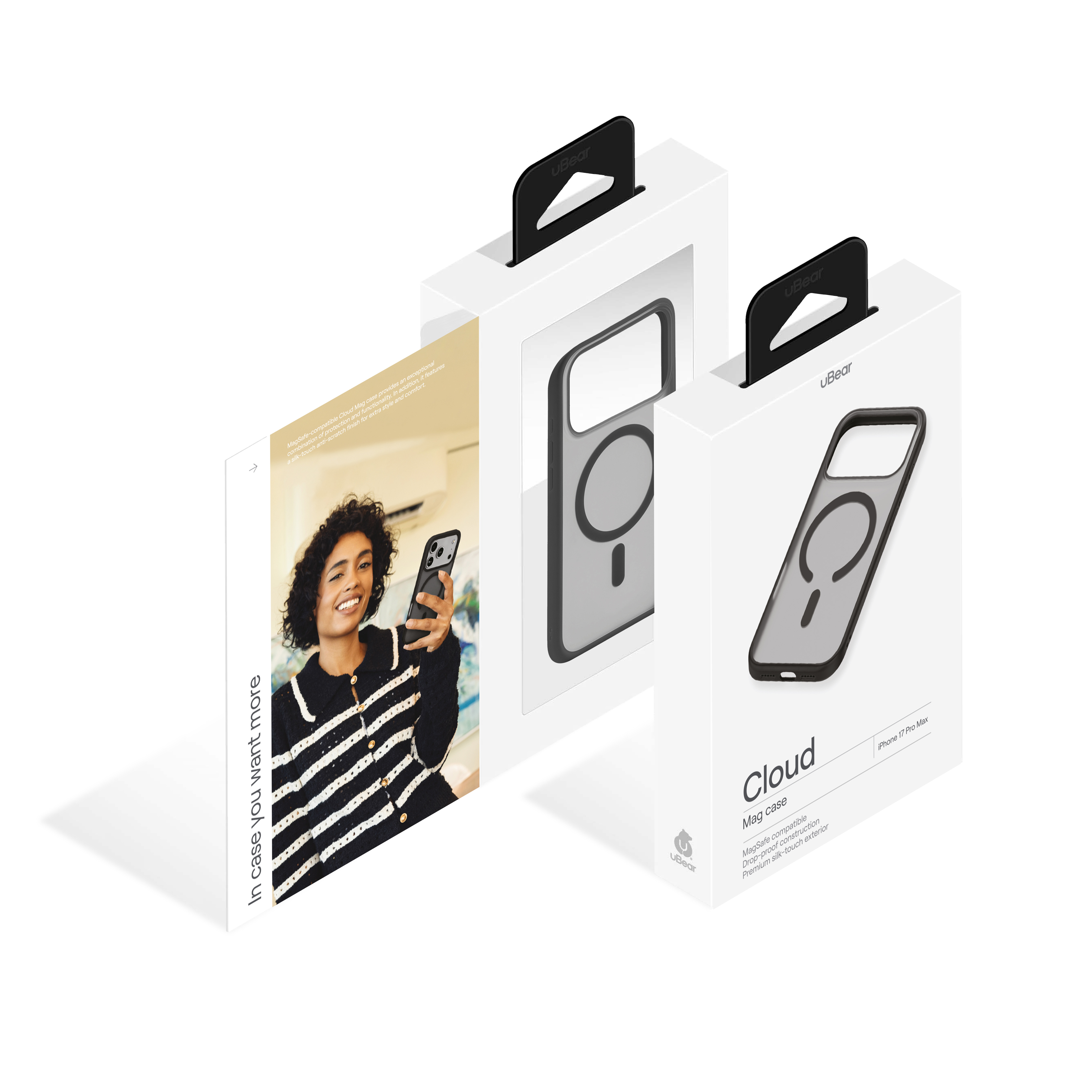 На фото изображено Чехол защитный uBear Cloud Mag Case для iPhone 17 Pro Max, MagSafe, черный