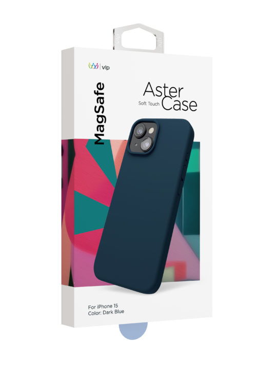 Чехол защитный VLP Aster Case с MagSafe для iPhone 14/15, темно-синий