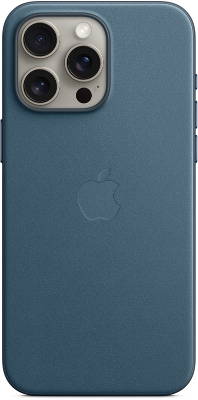 Чехол Apple MagSafe FineWoven для iPhone 15 Pro Max, «Тихоокеанский синий» Чехол Apple MagSafe FineWoven для iPhone 15 Pro Max, «Тихоокеанский синий»