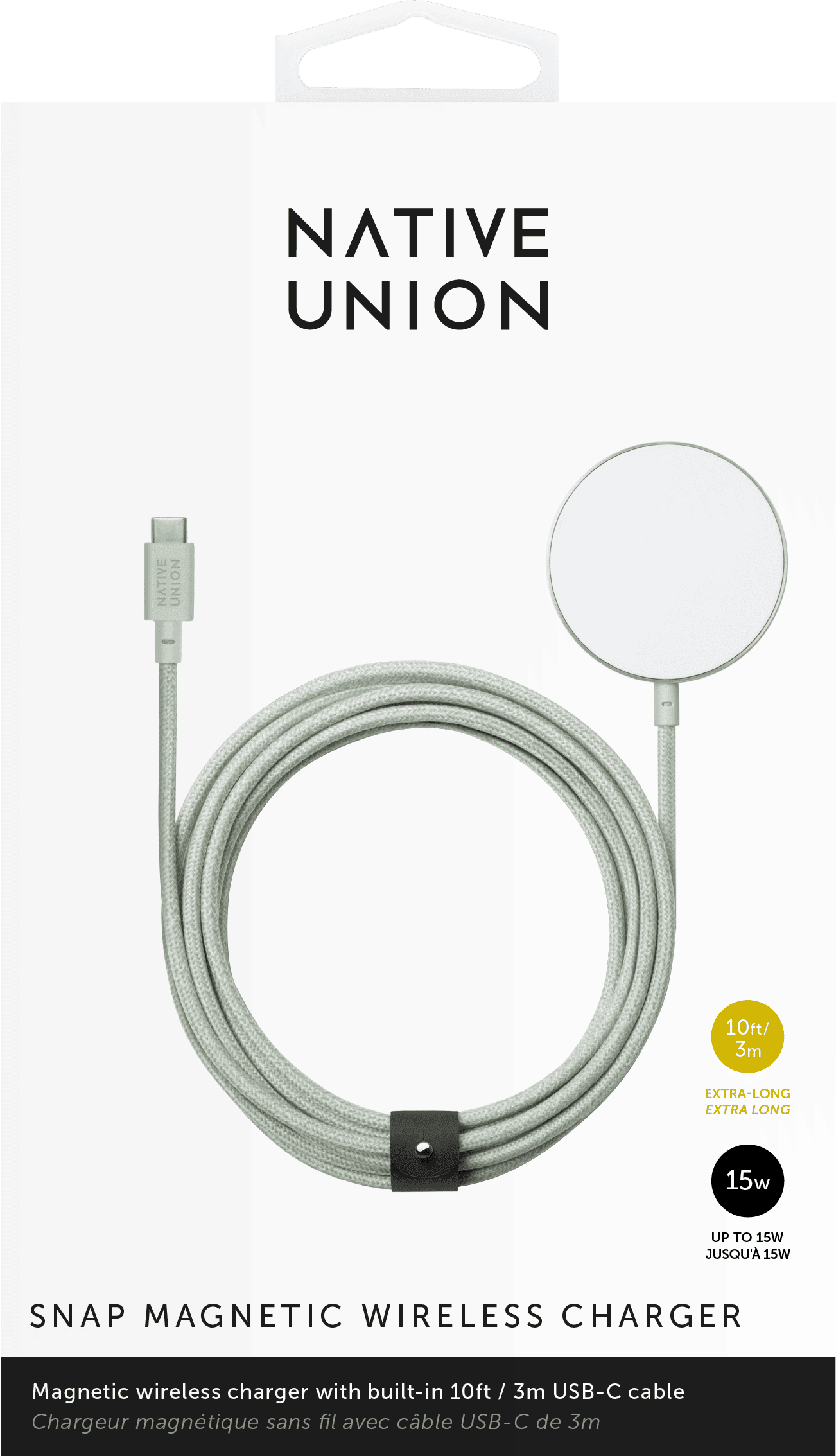 Беспроводное зарядное устройство Native Union Snap Cable, 15 Вт, светло-зеленый