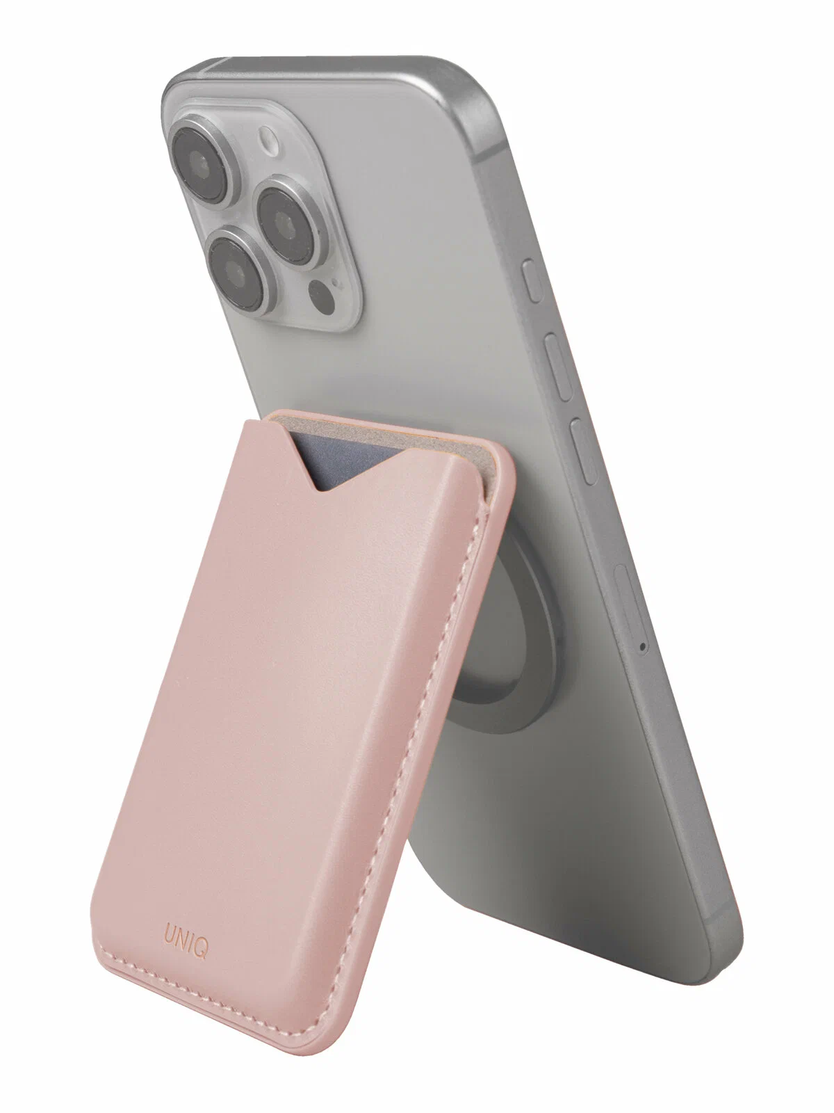 На фото изображено Картхолдер Uniq Lyden EVO, Blush Pink