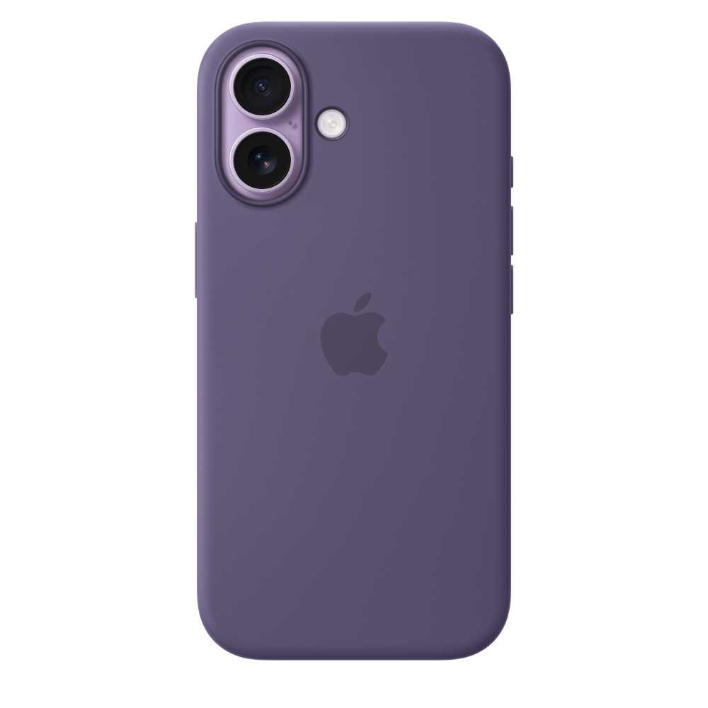 На фото изображено Чехол защитный Apple Silicone Case with MagSafe для iPhone 17, фиолетовый
