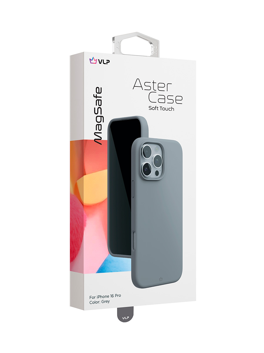 Чехол защитный VLP Aster Case с MagSafe для iPhone 16 Pro, серый