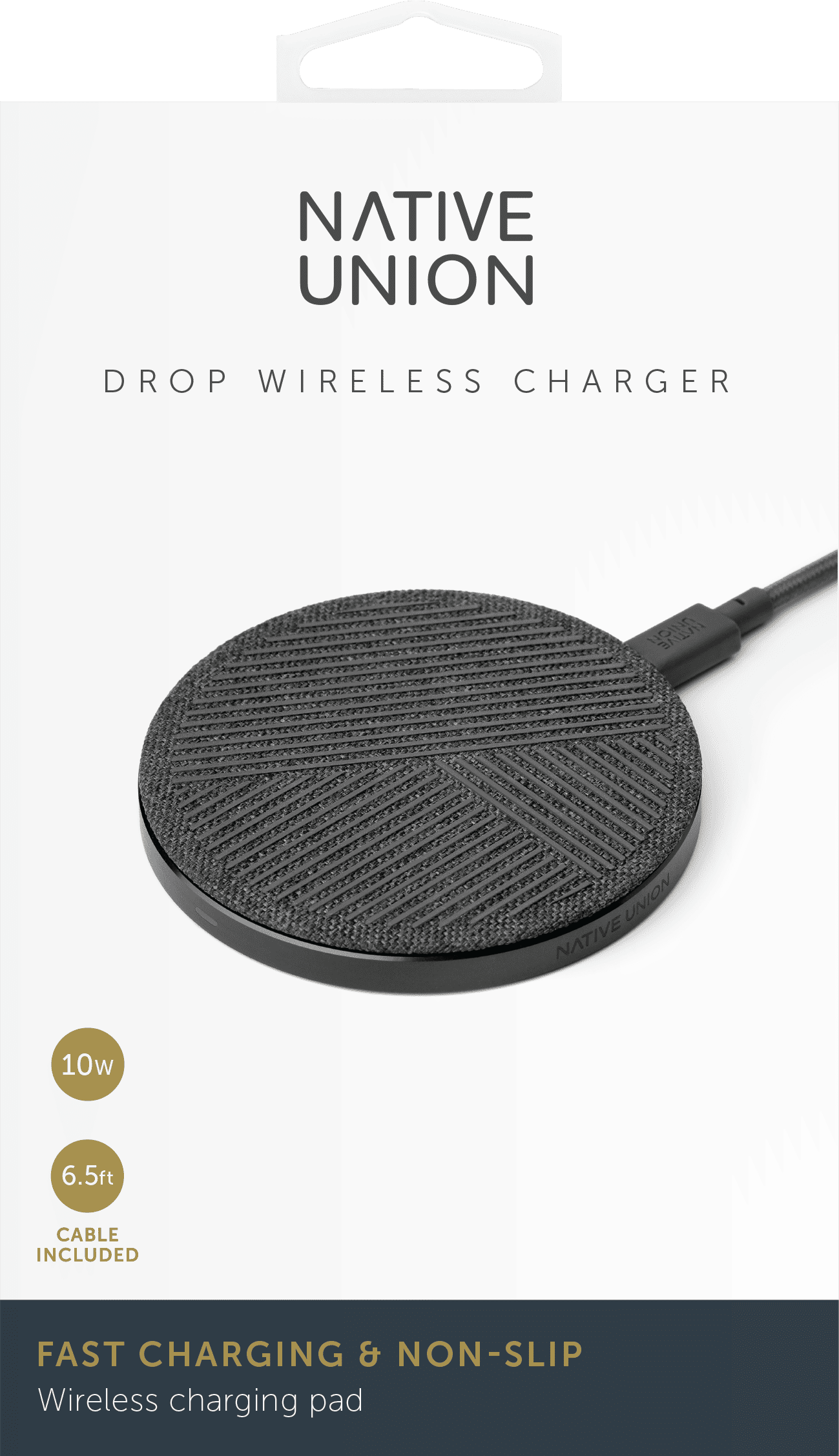 На фото изображено DROP БЗУ стандарта Qi, мощность 10W, цвет: серый