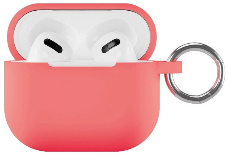 Чехол силиконовый VLP Soft Touch, с кольцом, для AirPods 3, коралловый Чехол силиконовый VLP Soft Touch, с кольцом, для AirPods 3, коралловый