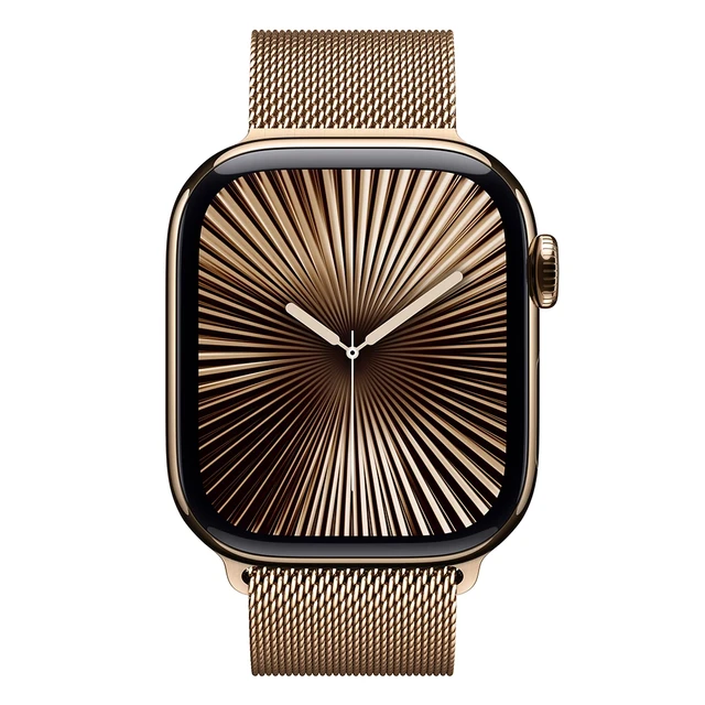 Apple Watch Series 10, 42 мм, корпус из титана цвета «золотой», ремешок Milanese золотого цвета