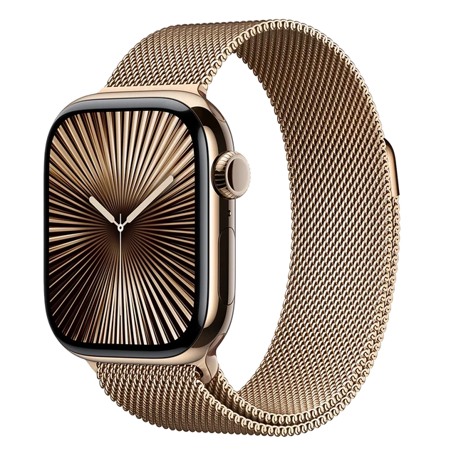 Apple Watch Series 10, 42 мм, корпус из титана цвета «золотой», ремешок Milanese золотого цвета
