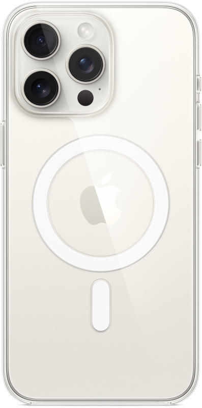 На фото изображено Чехол Apple MagSafe для iPhone 15 Pro Max, прозрачный