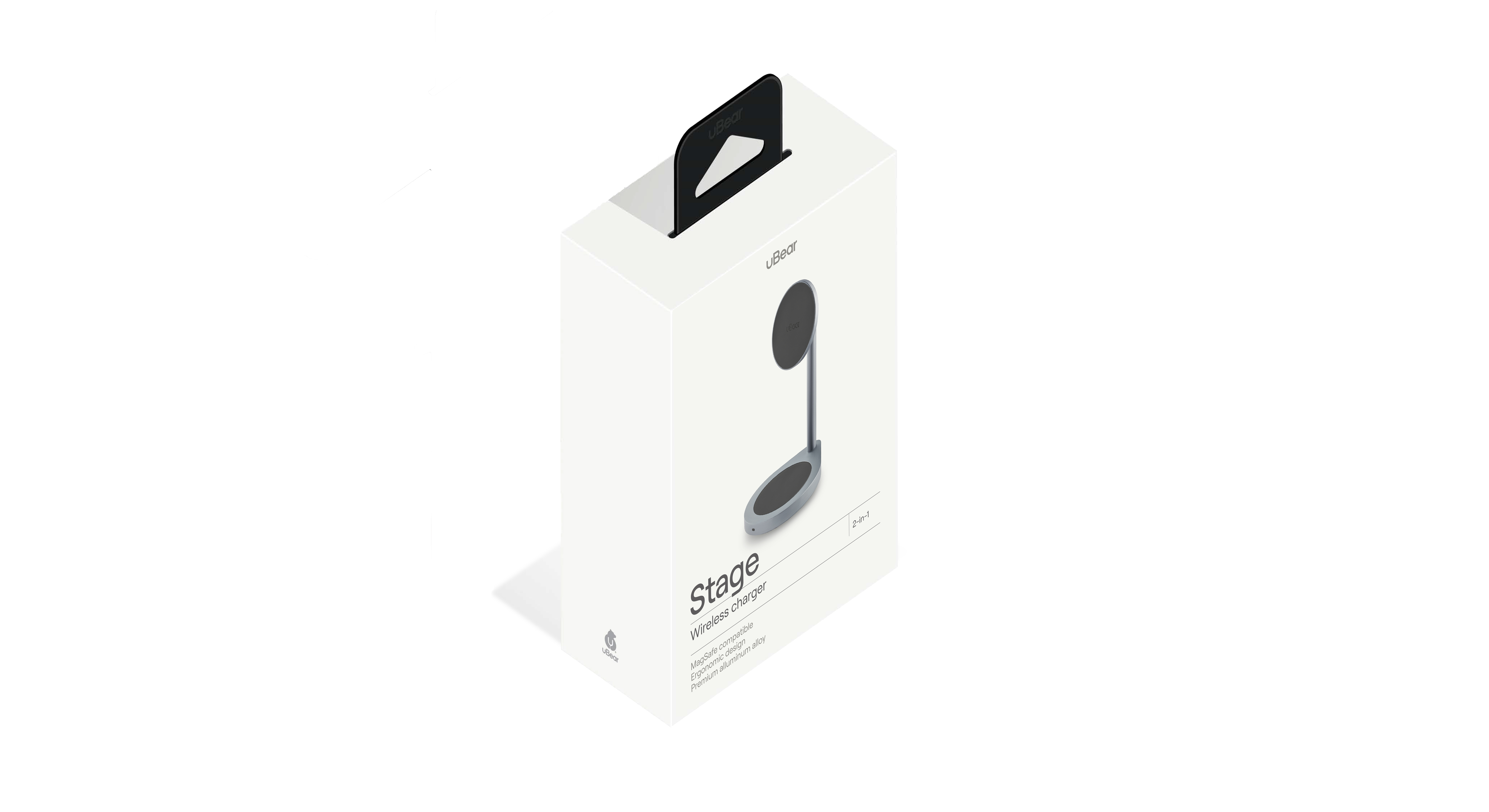 Беспроводное зарядное устройство uBear Stage, 2в1, MagSafe совместимое, серый