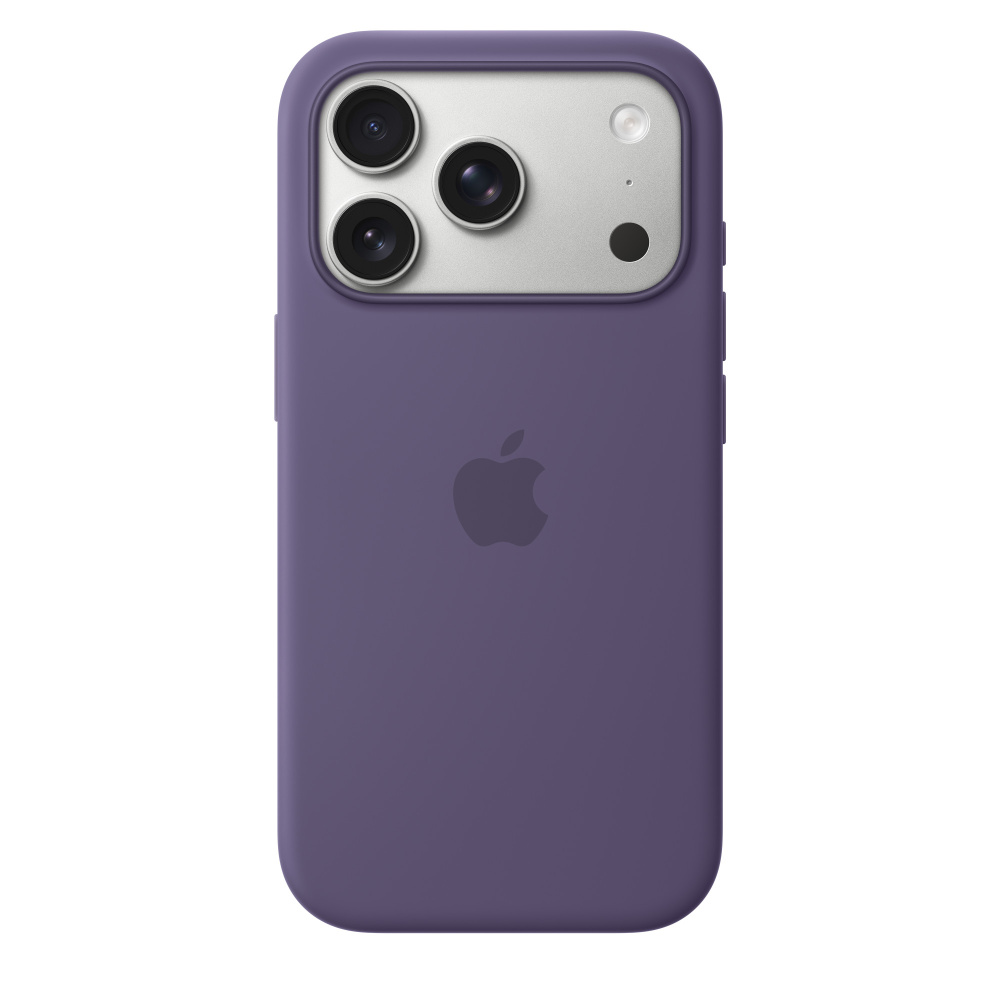 На фото изображено Чехол защитный Apple Silicone Case with MagSafe для iPhone 17 Pro, фиолетовый