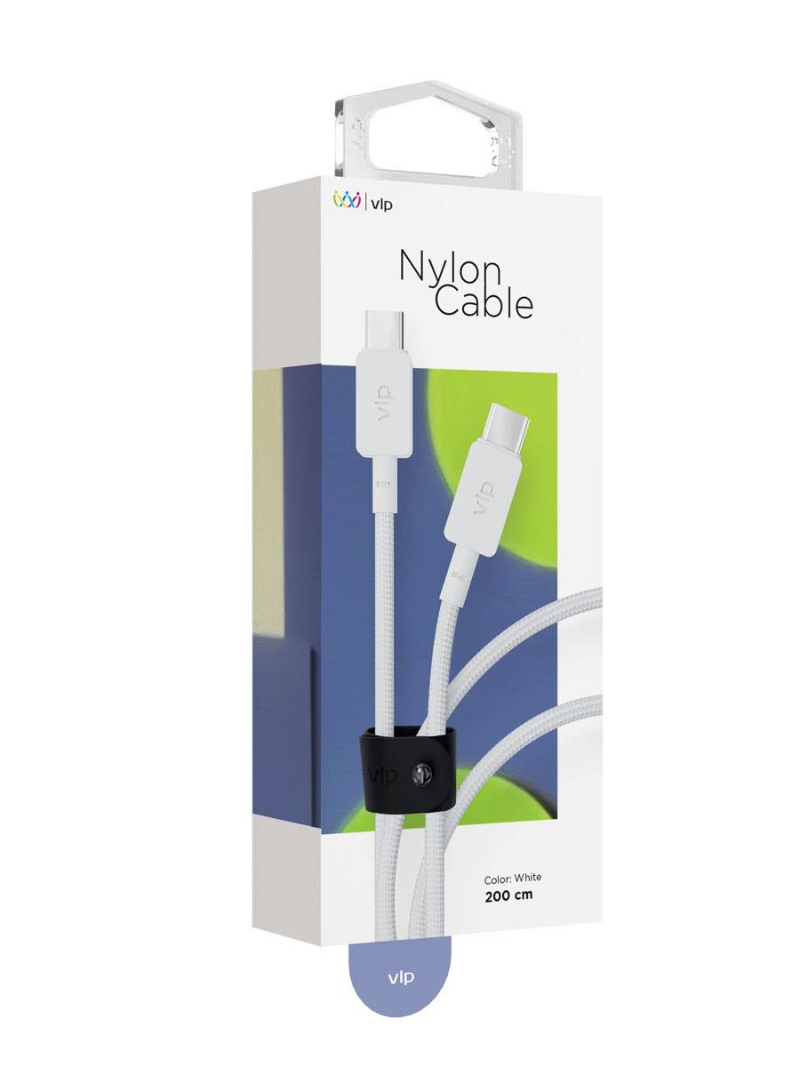 Кабель VLP Nylon Cable USB/C-USB/C, 100 Вт, 2м, белый