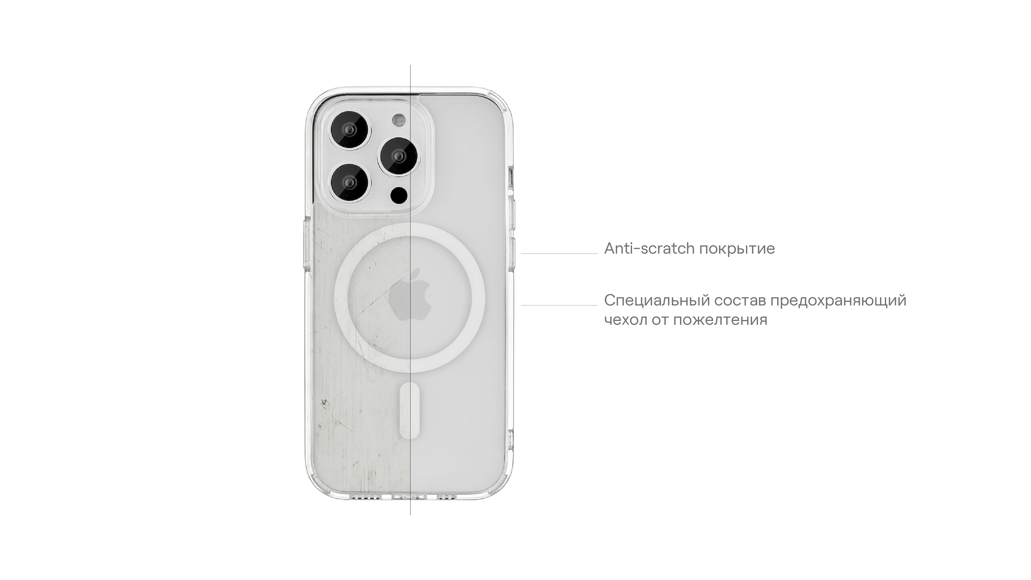 Чехол защитный uBear Real Mag Case для iPhone 14, усиленный, прозрачный