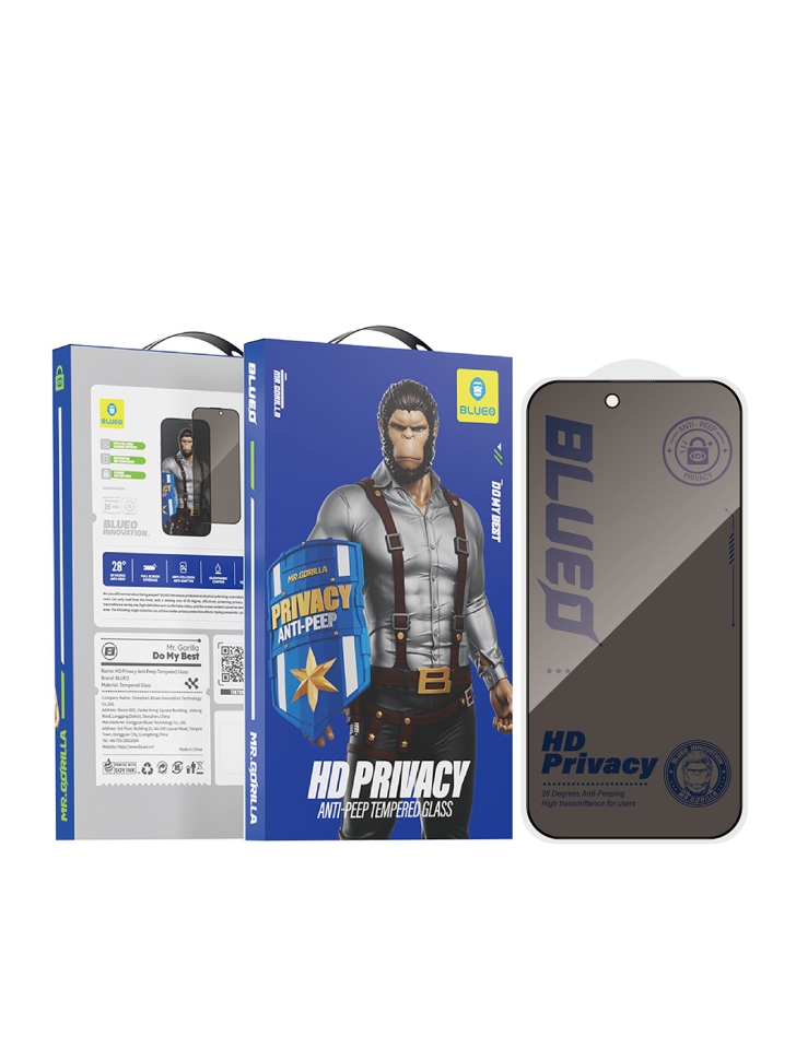 На фото изображено Защитное стекло BlueO для iPhone 17 Pro Max/16 Pro Max, антишпион