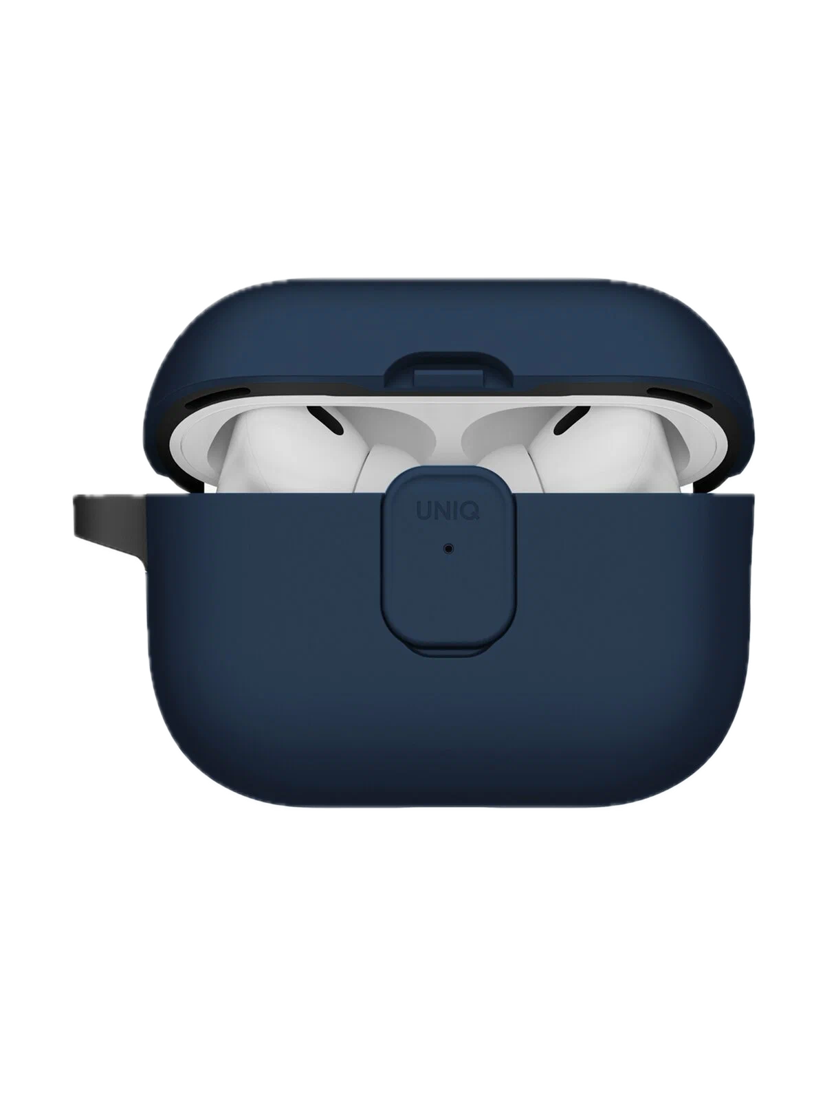 На фото изображено Чехол Uniq CLYDE Lock case для AirPods Pro 3, Royal Blue/Flint Grey