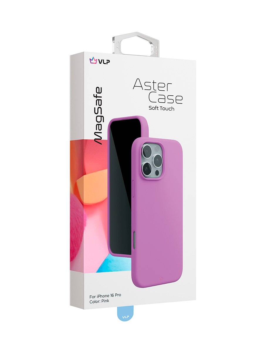 Чехол защитный VLP Aster Case с MagSafe для iPhone 16 Pro, розовый
