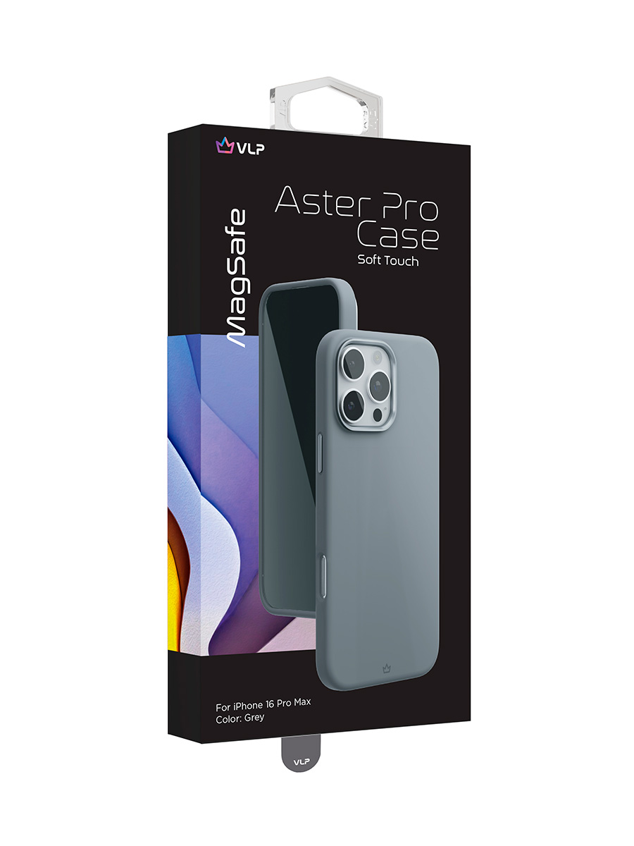 Чехол защитный VLP Aster Pro Case с MagSafe для iPhone 16 Pro Max, серый