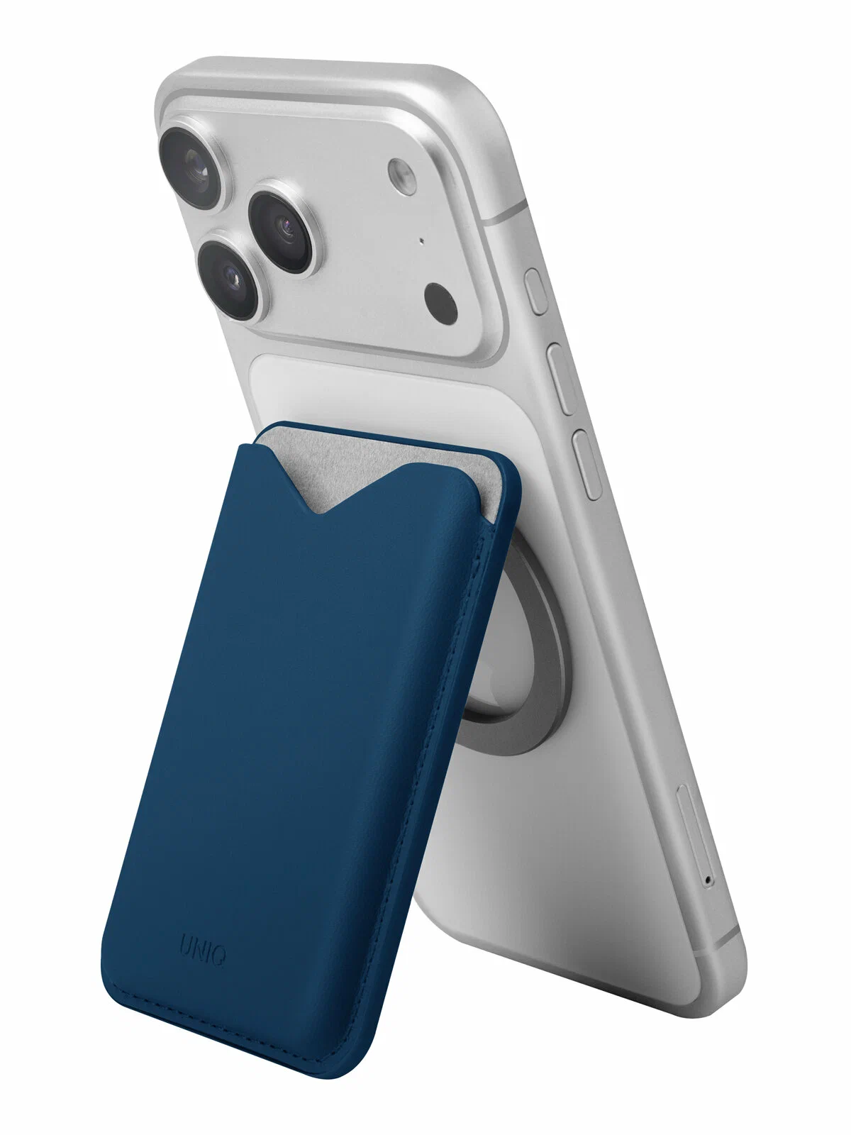 На фото изображено Картхолдер Uniq Lyden EVO, Steel Blue