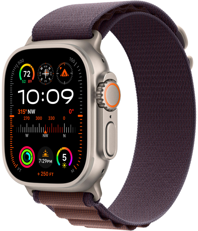 Apple Watch Ultra 2 GPS + Cellular, 49 мм, корпус из титана, ремешок Alpine цвета индиго, S